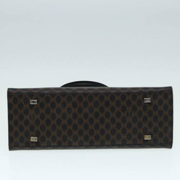 CELINE Macadam Canvas Hand Bag PVC Leather 2way Brown Black Auth 87641A - Picture 11 of 16